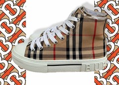 Burberry Kids Mini Jack Children High Top Sneakers Beige Size 33 US 2 Nova Check