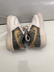 Nike Force 1 SE PS White Metallic Gold Snake Skin BV6060-100 GS Toddler Size 12C