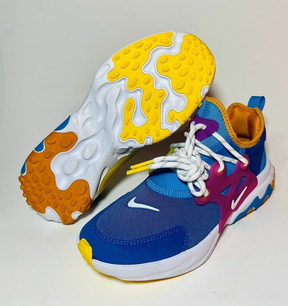 Nike React Presto Gs Sz 7Y Blue Multi Color Running Shoes CK1752 400 Wmns 8.5