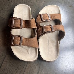 Tommy Bahama Leather Slides Adjustable Double Strap Buckle Sandals Kids S(12.5)