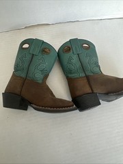Masterson Boot Co. Brown/turquoise Leather Cowboy Boots kids Size 9 Boot
