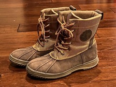 Polo Ralph Lauren Duksbury Brown Boys Girls 4 Mid Leather Rubber Duck Boots