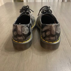 Dr. Martens 1461 Kids Size 3 Grey Skull Leopard Print Leather Lace Up Shoes