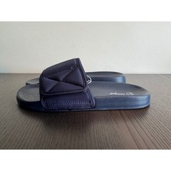 Cat & Jack Quilted Slides Sandals boys L 4/5 Navy Blue Neon Accent shoes