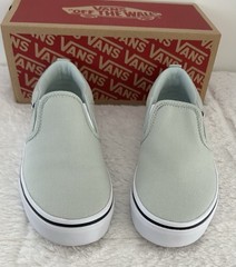 Vans “Asher” Slip On Canvas Pale Aqua Youth Size 4 Tags Removed But New In Box