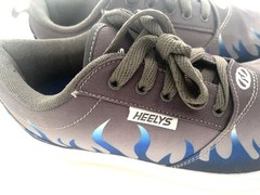 Heelys Pro Youth 7 Gray Blue Flame Roller Shoes Y2K Retro Skate Sneakers Wheels