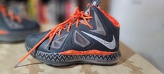 Nike LEBRON X (10) GS 6Y Dark & Light Sport Gray w orange BHM accents