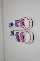 Converse All Star White Pink Purple Low Tops Sneakers Shoes Size 8Y Hook & Loop