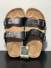 West Loop Kids Sandals Black Sandals Slides Double Buckle Strap Size M 2/3
