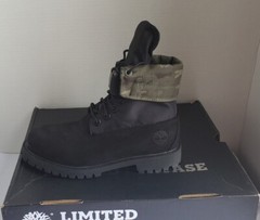 TIMBERLAND Junior’s 6″ Premium Gaiter BOOT (BIG KID) Flip Down Black Waterproof