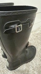 Hunter Black Rubber Knee High Rain Boots Waterproof Buckle Logo Accent Kids