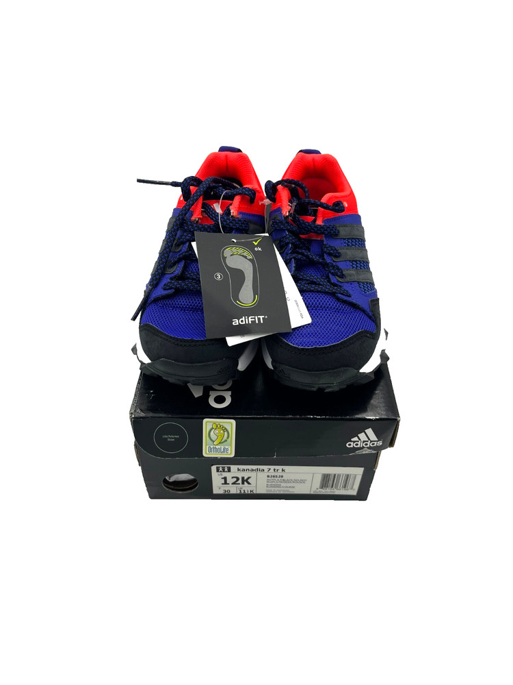 Adidas Kids Kanadia 7 TR K Running Sneakers Size 12 K B26529 Black Blue Orange