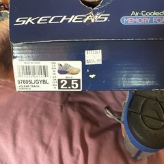 Skechers Clear Track sneakers grey mesh upper w/blue & Orange Accents NWB Sz 2.5