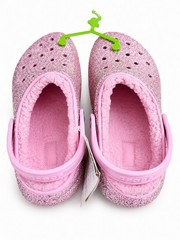 Crocs Classic Lined Glitter Clog Pink Slip-On Strap Unisex junior US 5