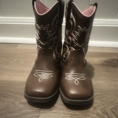 Wonder Nation girls Western Cowgirls Boots Brown Size 8 Pull-On Non-Marking