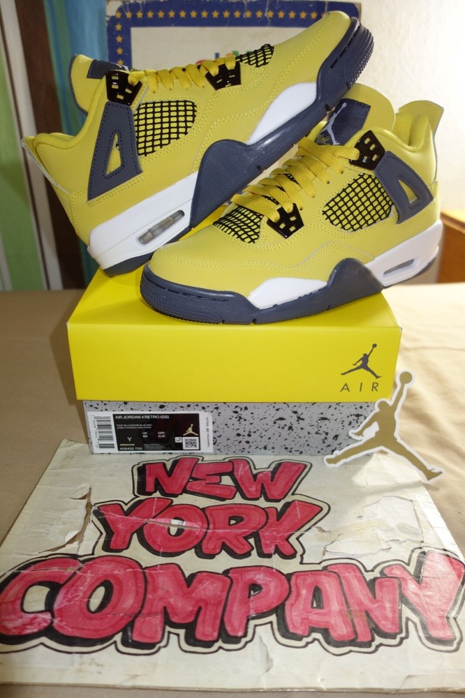Air Jordan 4 Retro (GS) „2021 Lightning“ Tour Yellow/Dark Blue Grey 408452 700