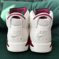 Jordan Air Jordan 6 Unisex Kids 4Y White/Burgundy Leather High Top 836342-115