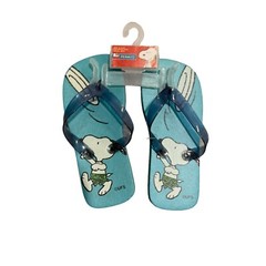 New Peanuts Youth Size 10 11 Snoopy Flip Flop Sandals Thongs SHoes Blue