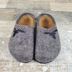 Birkenstock Kaprun Kids Clogs Sz 10 Gray Elk Wool Narrow Slip On Slippers