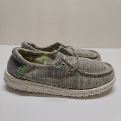 Youth Hey Dude Wendy Grey Stretch Cotton Slip On Loafer Shoes Y3