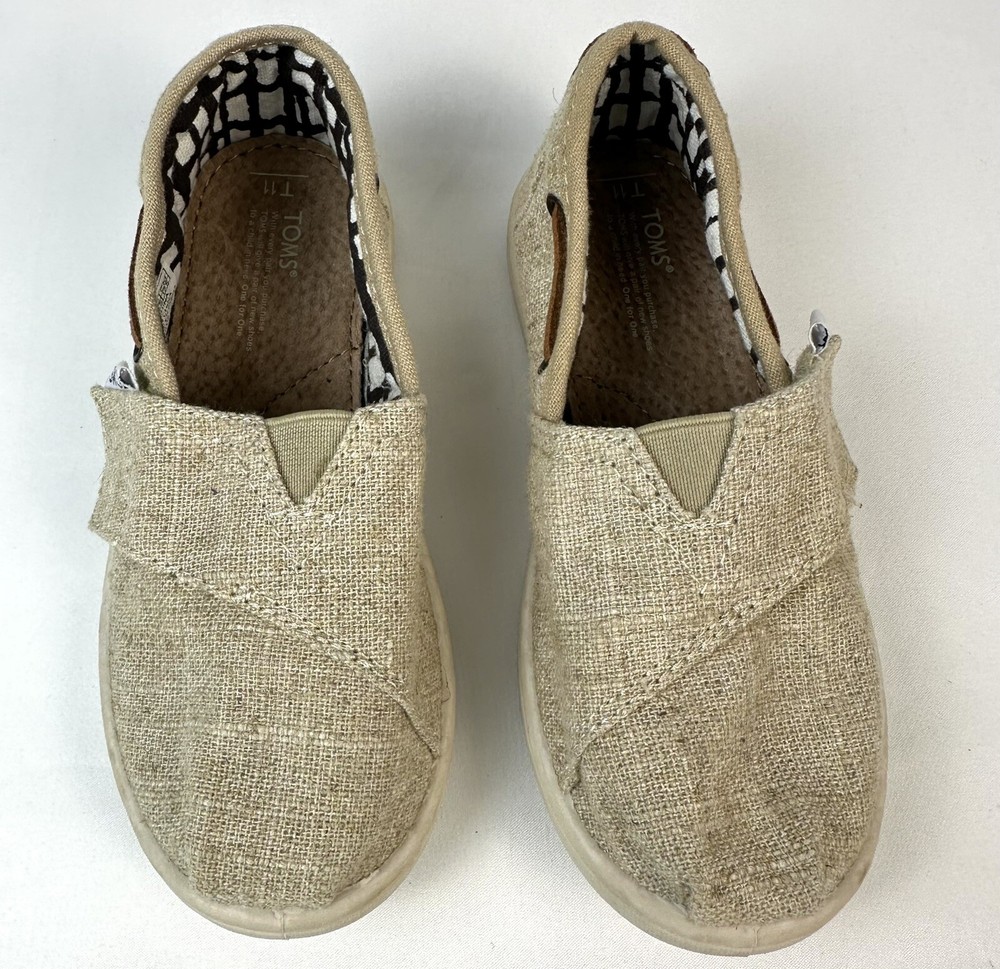 Tom’s Unisex Kids 11 Bimini Loafer Beige Chambray Canvas