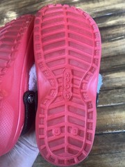 Crocs Classic Lined Santa Claus Clogs Kid Size 3 Slip-On Shoes Christmas Red EUC