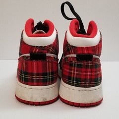 Nike Air Jordan 1 Mid GS Black Red White Plaid 554725-607 Youth Size 7Y Rare