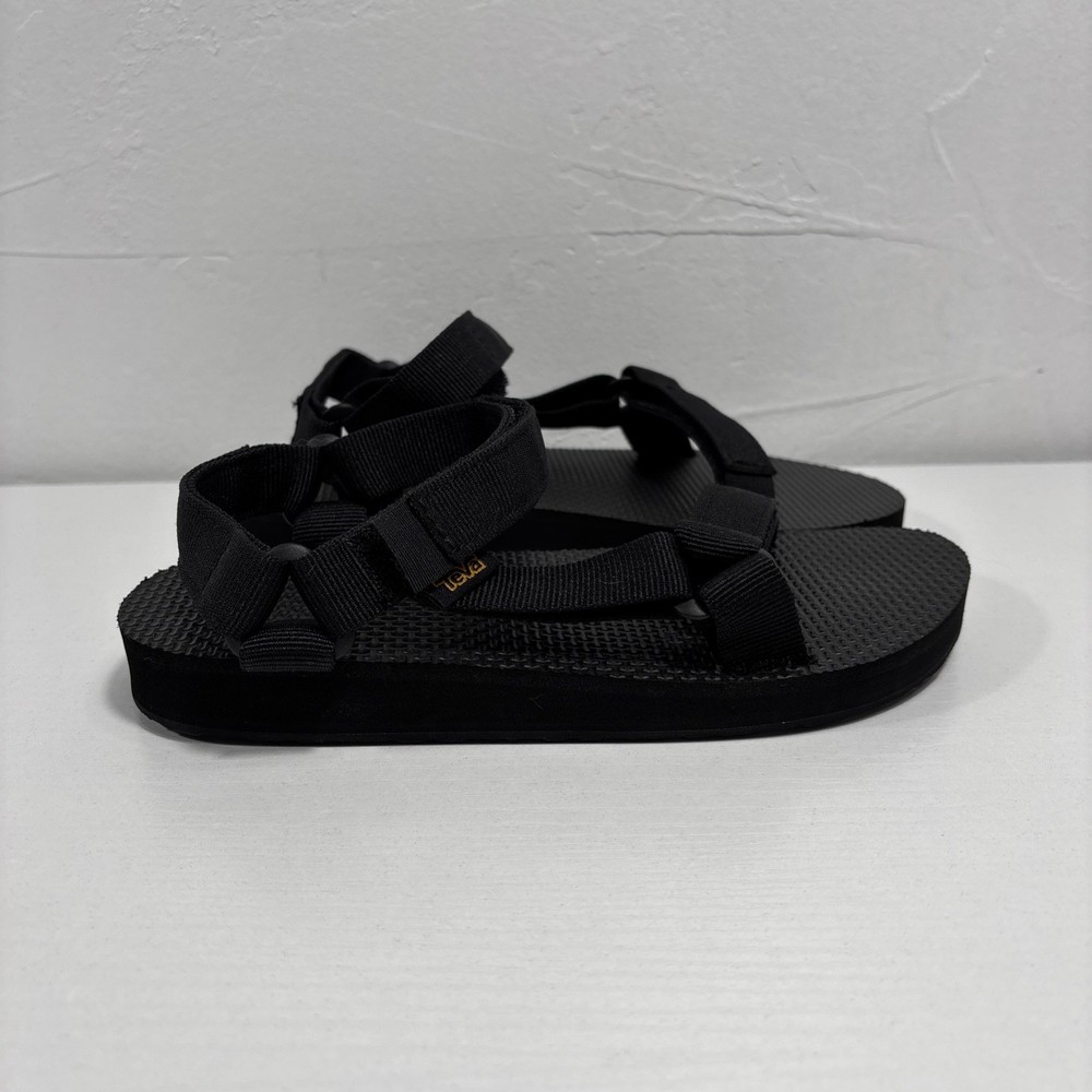 Teva Original Universal Kids Sz 2 Black Hook And Loop Sandals NEW