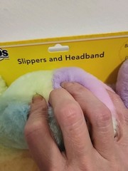 Peeps Bunny Rainbow Color Slippers & Headband Set Girls or Boys Shoe Size M 13/1