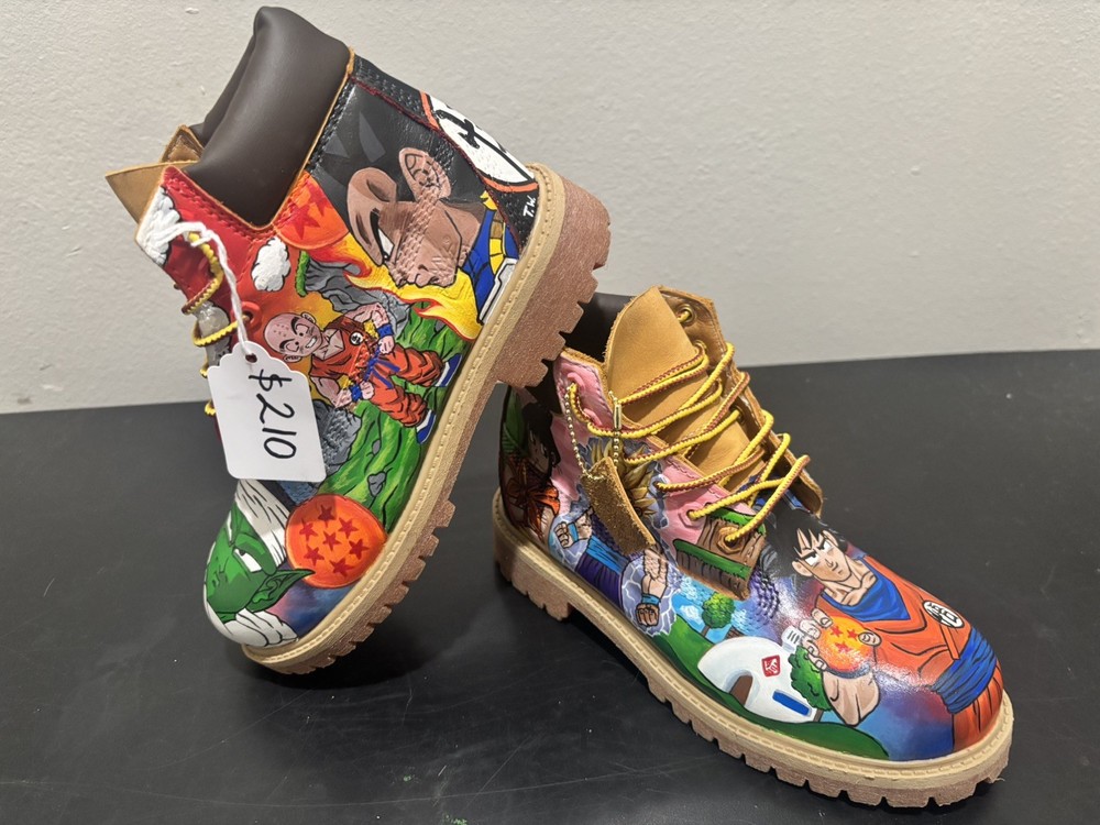Kustom Hand Painted “Dragon Ball Z” Timberlands Boots, Size 2 In Kids Brand New