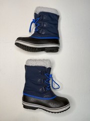 SOREL Yoot Pac Navy Nylon Waterproof Fleece Lined Kids Snow Boots Sz 2 MSRP $90