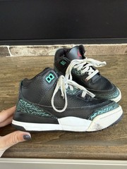 Jordan Air Jordan 3 Retro Unisex Kids Mid Top Leather Black Teal US 12C