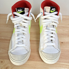 Nike Blazer Mid GS 7Y White Volt Neon Retro Basketball Sneakers Y2K Streetwear