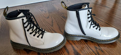 GREAT Dr Doc Martens 1460J Combat Boots Youth Size US 4 White Lace Up Side Zip