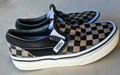 VANS Classic Slip-On Shoes In Size 11.5 In Toddlers Black/Pewter Checkerboard