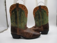 Smoky Mountain Reno Brown and Green Distress Leather Western Big Kid’s Size 7 D