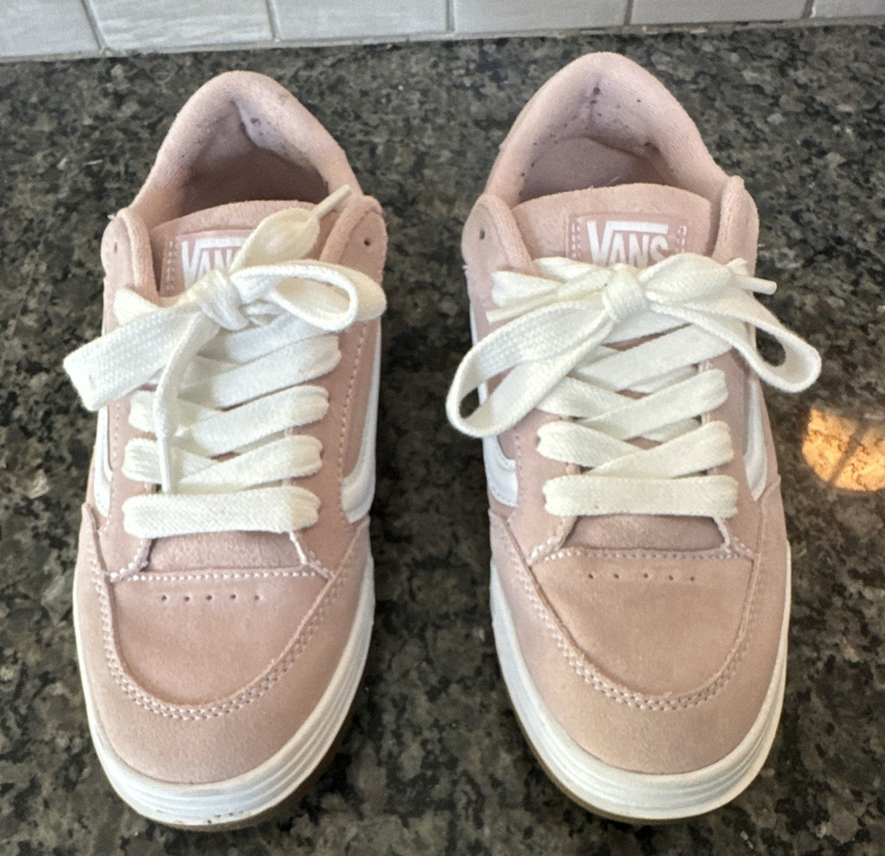 Vans Unisex Pink/White Suede Low Top Lace-Up Sneakers Logo, US 6