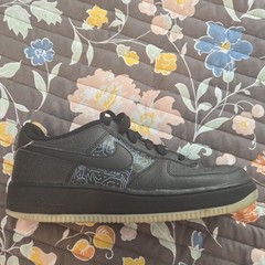 Nike Air Force 1 Black Graphic Leather Unisex Kids Sneakers 6Y DN1434-001