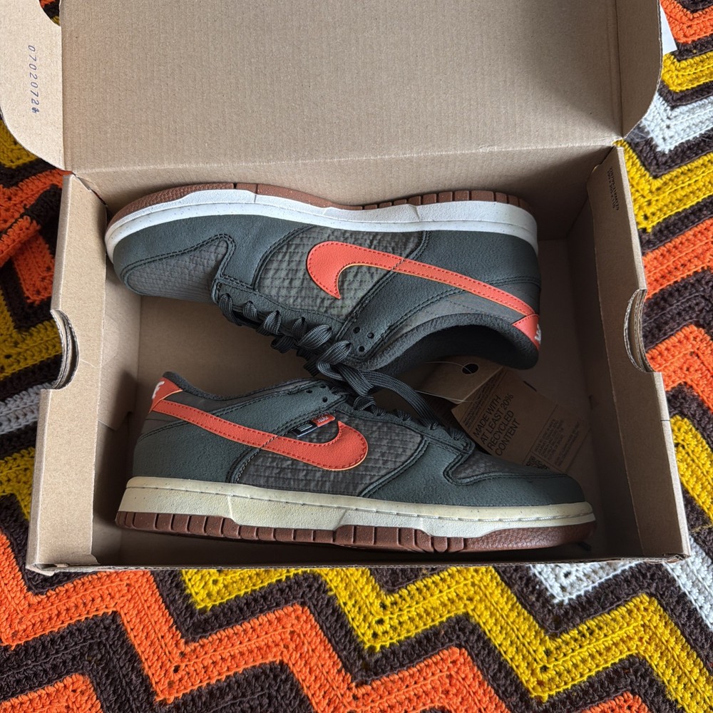 Big Kid’s Nike Dunk Low SE Sequoia/Orange-Medium Olive (DC9561 300) – 5.5y