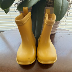 TreeGrandpa Yellow Rubber Pull-On Rain Boots Unisex Kids US 14 Ankle