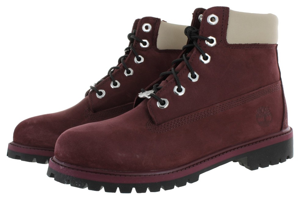 Timberland Junior PREMIUM 6 INCH WATERPROOF Burgundy Nubuck Boots Size 4 – 5.5