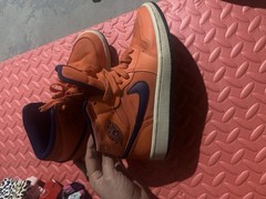 Jordan Air Jordan 1 Mid GS Orange/Blue Leather Mid Top Lace Up US 5Y