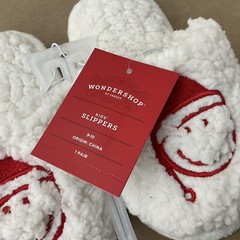 NWT Kid’s Size 9-10 Santa Smiley Slippers Wondershop