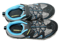 MERRELL Trail Chaser Hiking Sneaker Youth Junior Size 7 Wide Black Blue MK261971