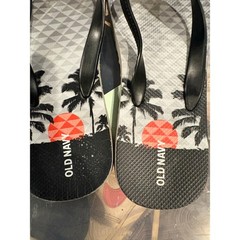 Old Navy Kids Flip Flops Palm Tree Sunset Black Gray Size 5/6