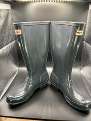 Hunter Original Tall Rain Boots High Gloss Dark Gray Girls 3, Boys 2