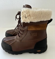 Ugg Butte II Big Kids Winter Weather Brown & Black Boots Size Us 2 Eu 33.5