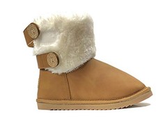 REDVOLUTION New Kids Classic Snow Boots Faux 12 Little Kid Camel (Two Button)