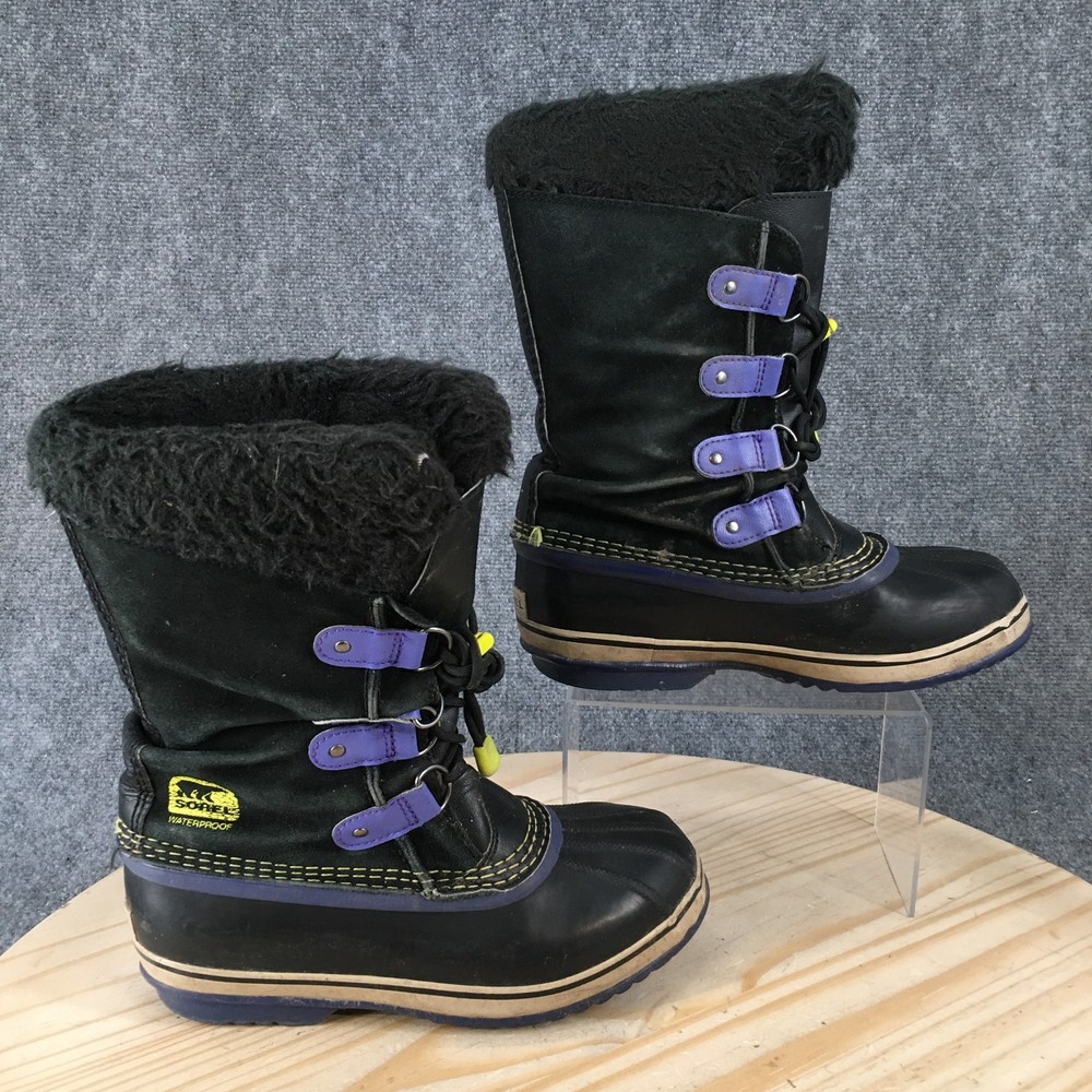 Sorel Joan Arctic Waterproof Winter Boots Youth 6 Mid Faux Fur Black NY1858-012