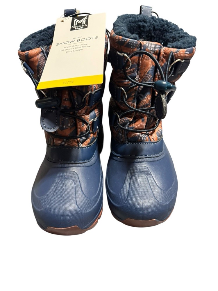 NWT Member’s Mark Kids‘ Snow Boots -10 Degree Cold Rating Navy/Orange 11/12